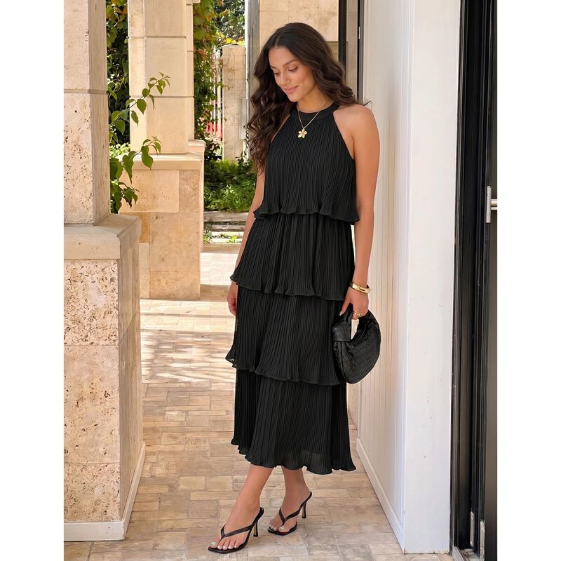 Vestido Zesica Sin Mangas Volantes Chiffon Larg... image number null