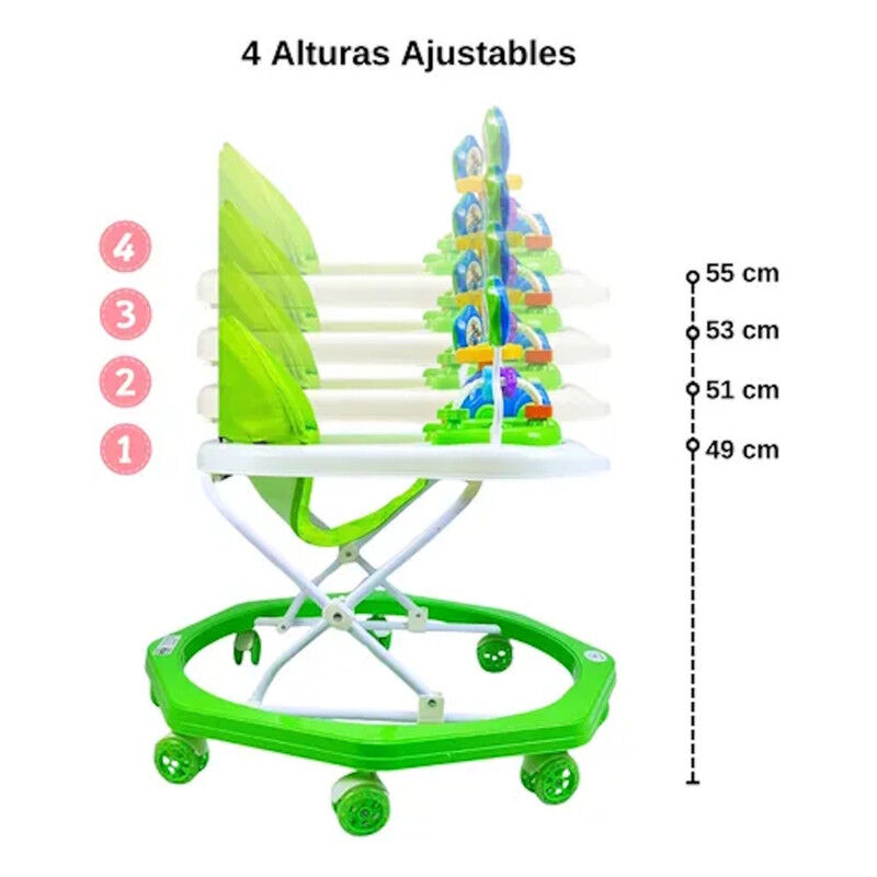 Andadera Beb&eacute; Plegable Verde Musical Juguetero ... image number null