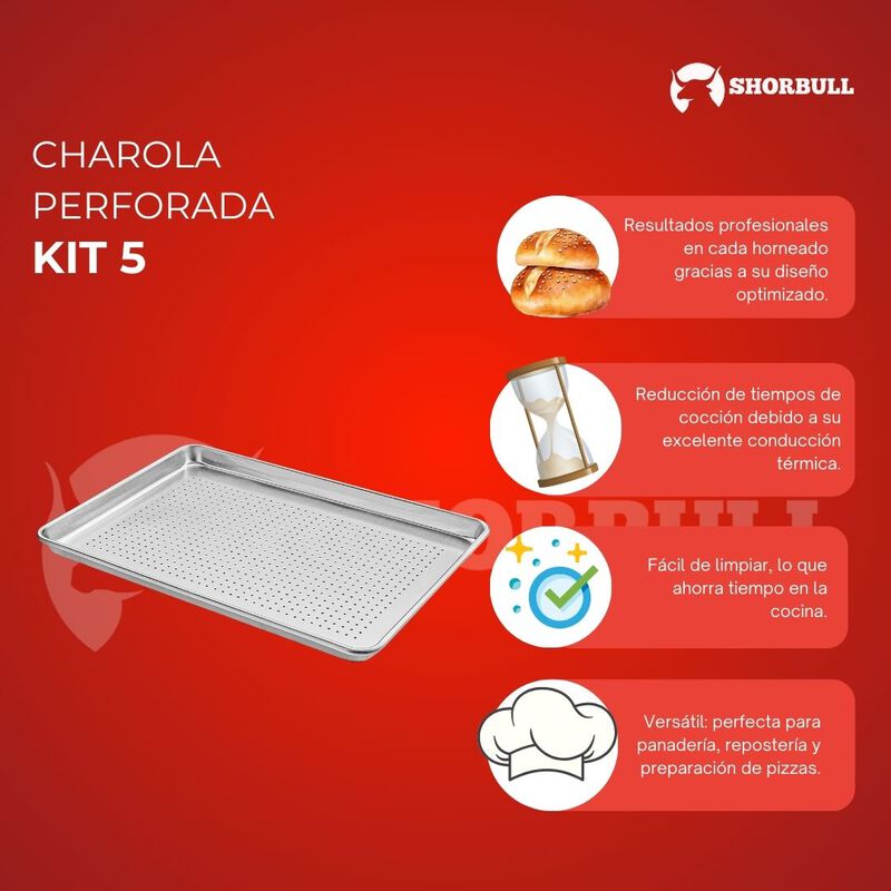 Charola Shorbull Perforada De Aluminio Para Pan... image number null