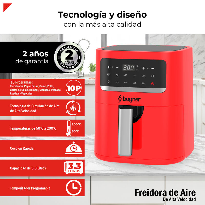 Bogner Freidora De Aire Alta Velocidad 3.3 L Ba... image number null