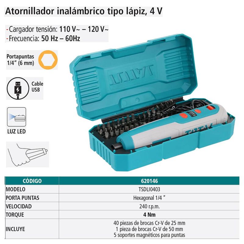 Atornillador Inal&aacute;mbrico Tipo L&aacute;piz, 4 V., Tota... image number null
