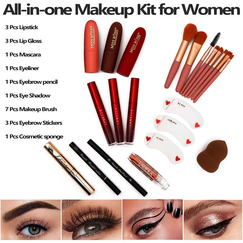 Set De Maquillaje Miss Rose M 148 Colores Con L... image number null