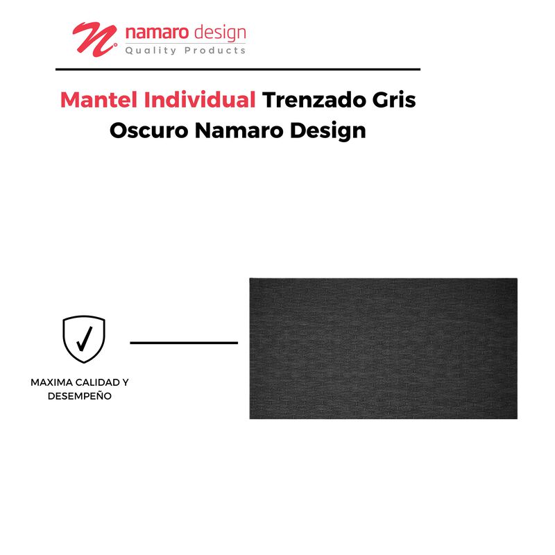 Mantel Individual 4piezas Trenzado Gris Oscuro ... image number null