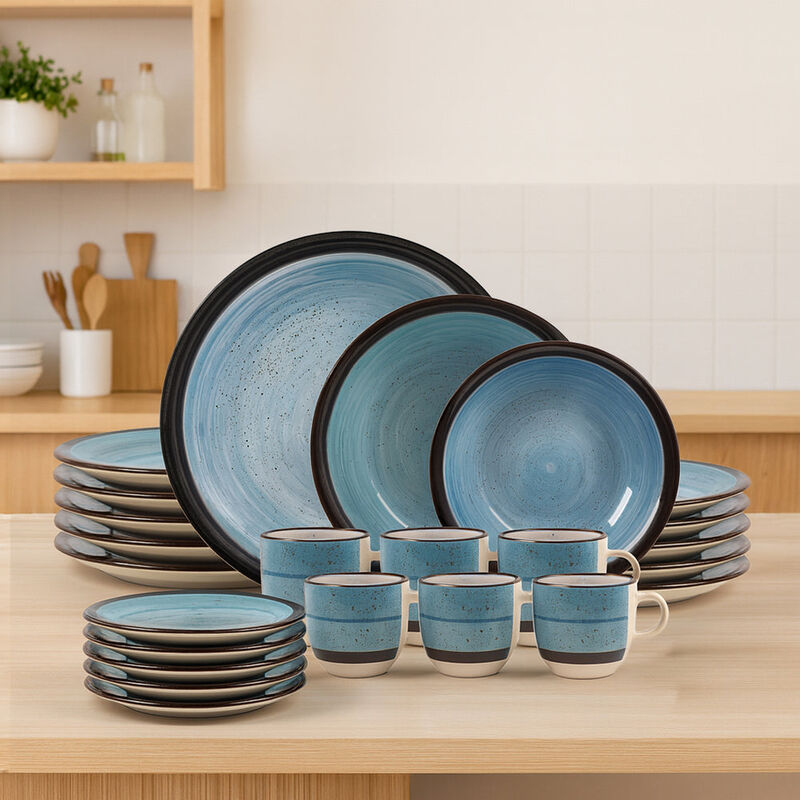 Vajilla Kaya para 6 Personas - Cer&aacute;mica Azul 24... image number null