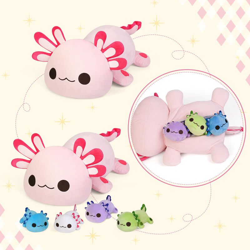 Juguetes De Peluche Mam&aacute; Ajolote Con 4 Beb&eacute;s De... image number null
