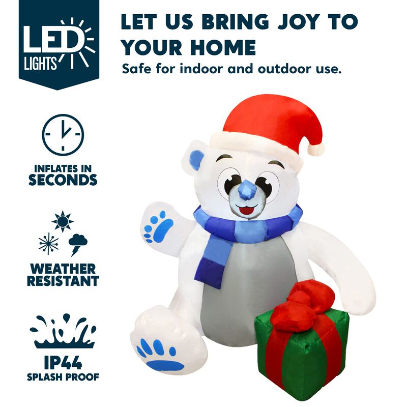 Oso Polar Joiedomi Inflable Navide&ntilde;o De 1,2 M C... image number null