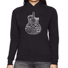Sudadera Con Capucha Word Art Para Mujer - Guitarra de Idiomas - Negro