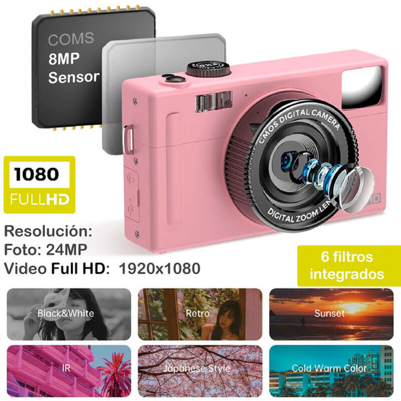Cámara Digital Vak Cdr1 Lcd 3' 24mp Video Efect... image number null