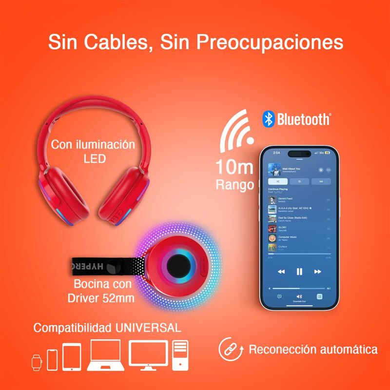 Aud&iacute;fonos y bocina combo HYPERGEAR Rojo Stereo ... image number null