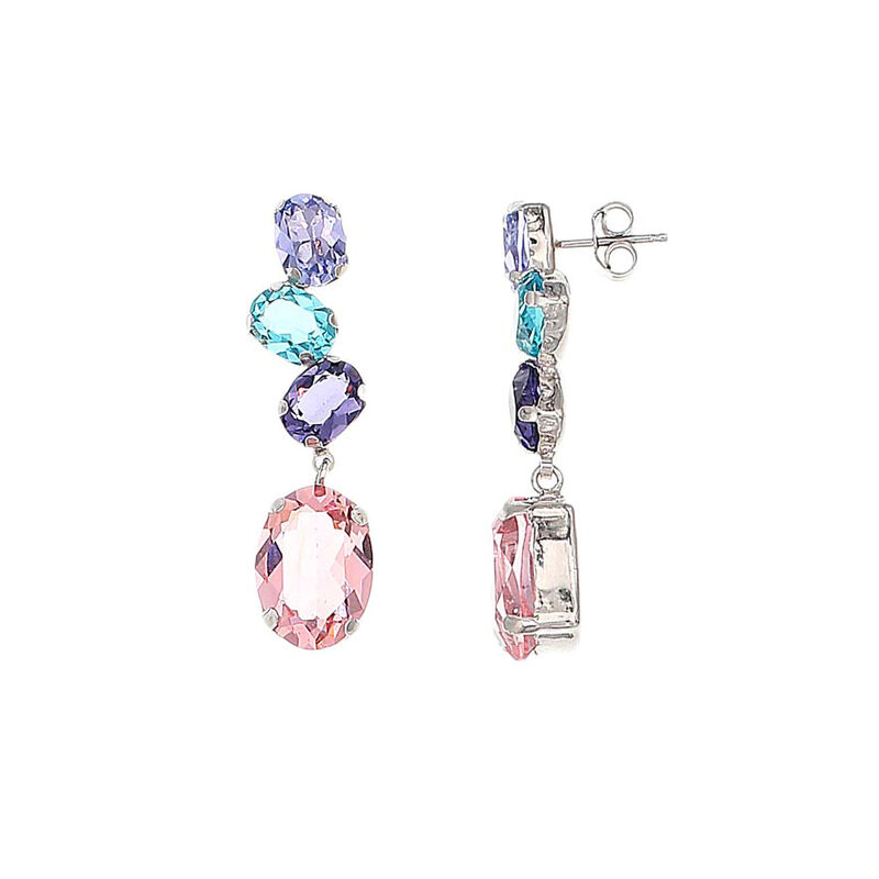 Aretes De Plata 925 Con Zirconias De Colores image number null