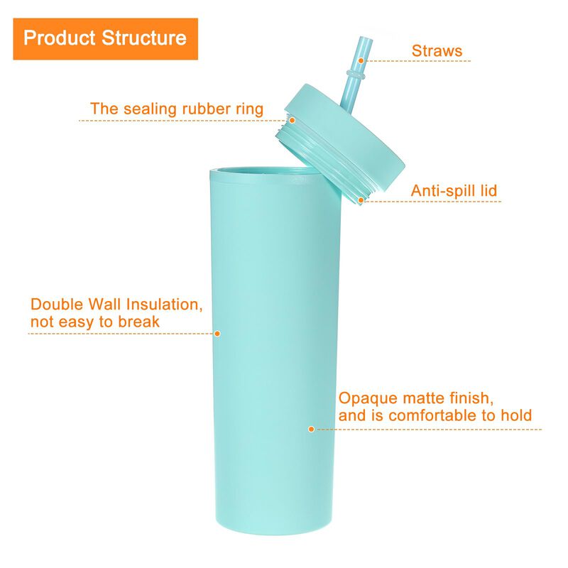 Vaso De Viaje Uxcell 450 ml Verde Mate Con Tapa... image number null