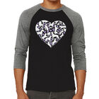 Camiseta Ragl&aacute;n de B&eacute;isbol Word Art Para Hombre - Coraz&oacute;n de Perro - Negro Gris