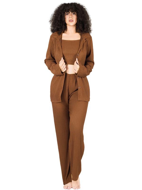 Conjunto Pijama 3 Piezas Pantalón Top Camison P... image number null