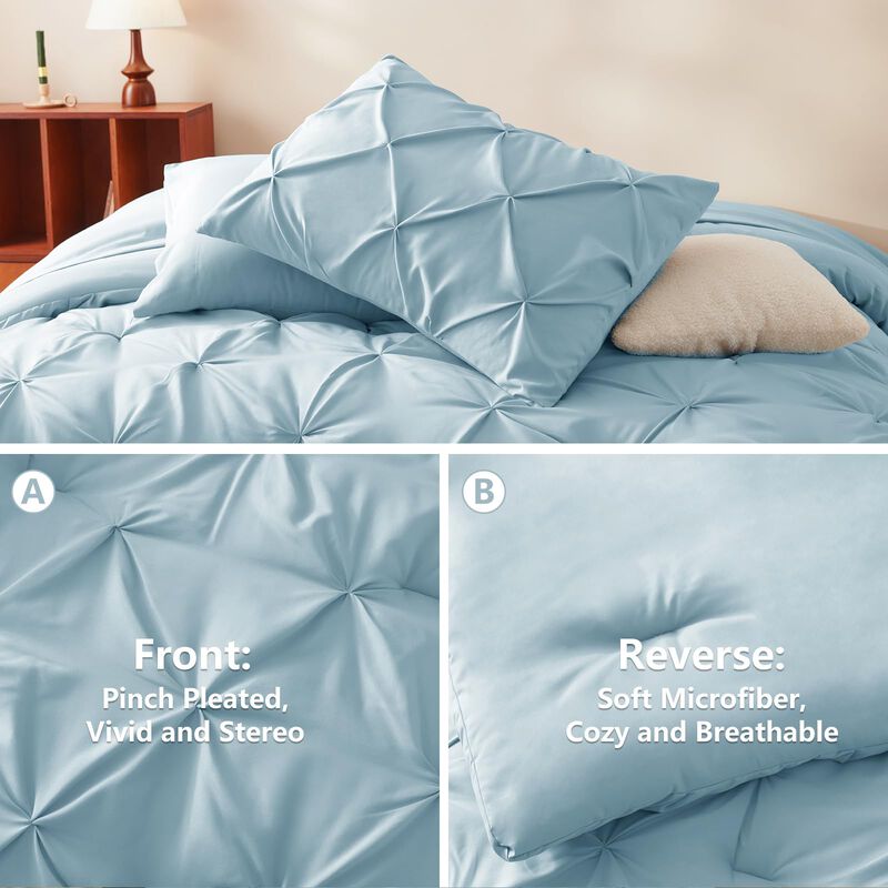 Juego De Edred&oacute;n Cozylux Blue Pintuck King Size... image number null
