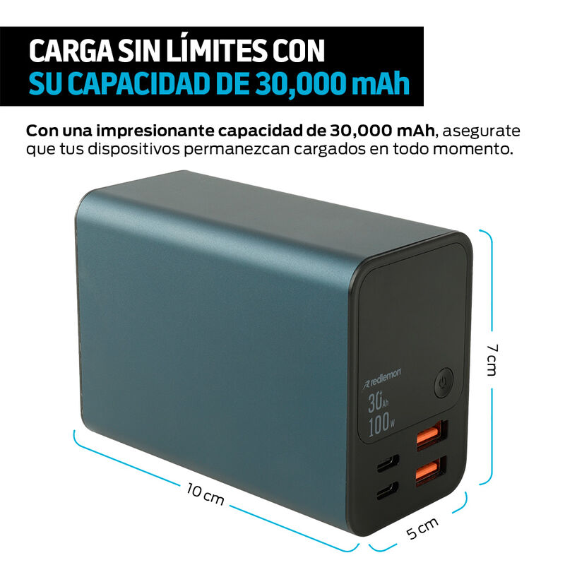 Power Bank 30,000 mAh Carga Rápida 100 W 2 Puer... image number null
