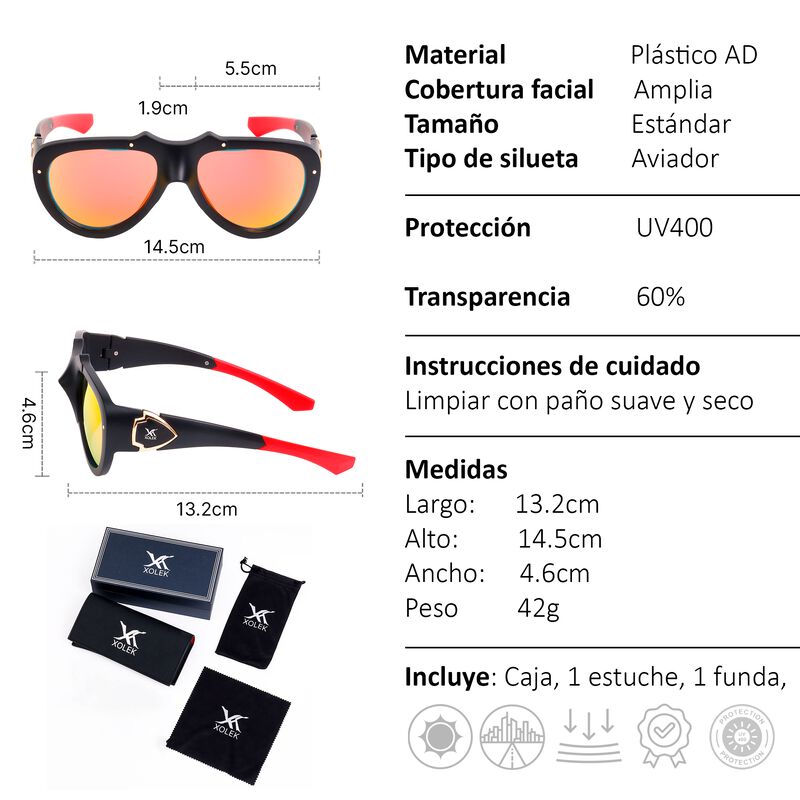 Lentes De Sol Xolek 158 Aviador Gota Rb Uv400 h... image number null
