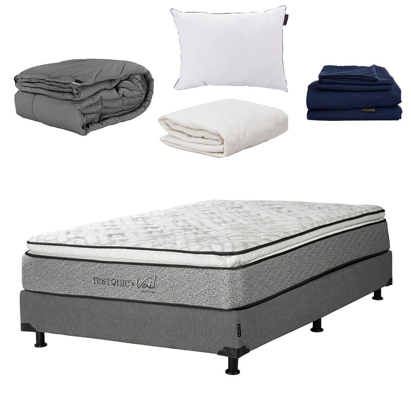 Colch&oacute;n Queen Size Restonic Vail+S&aacute;banas Softy+... image number null