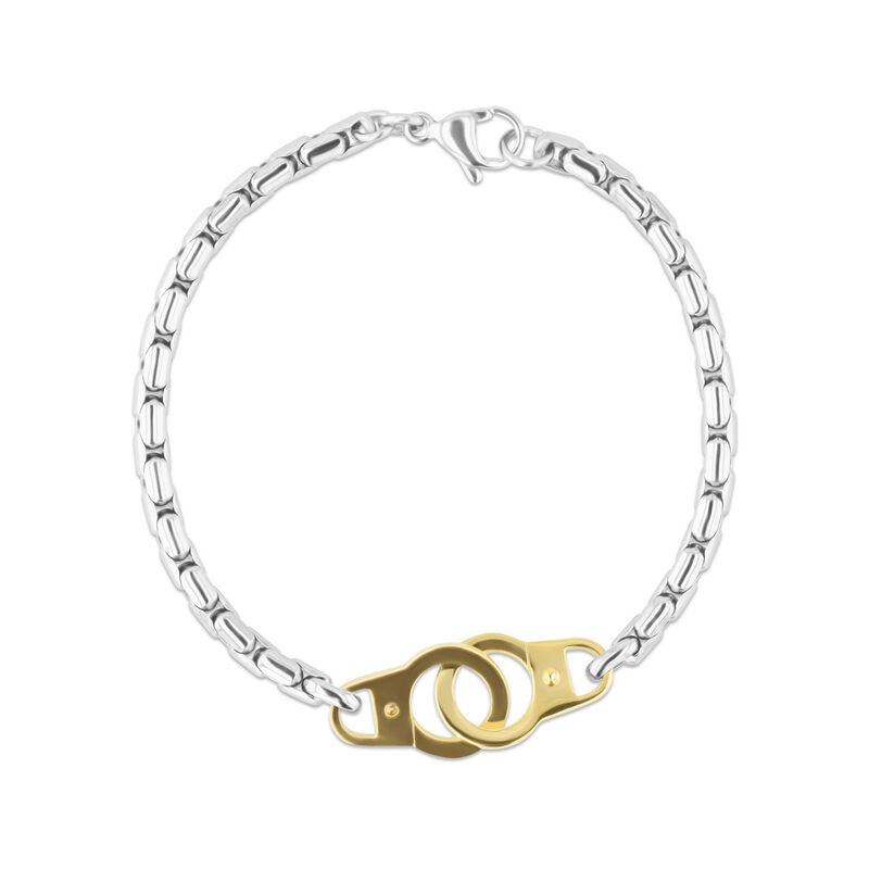 Pulsera De Acero Color Plata Con Dorado Caballe... image number null