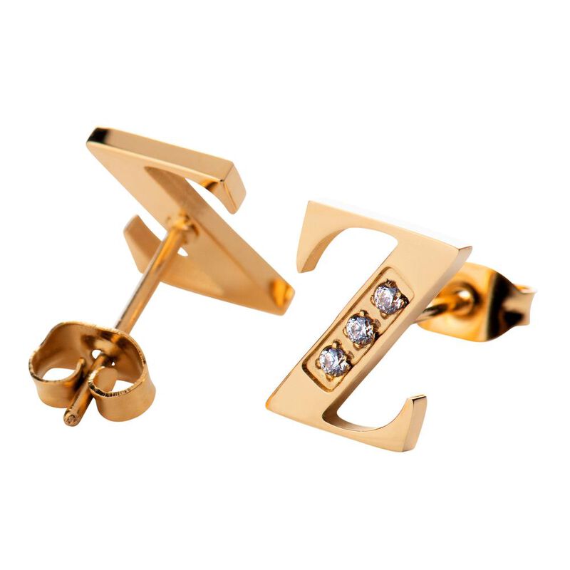 Aretes Mujer Inicial Letras Baño Oro 18k Zircon... image number null