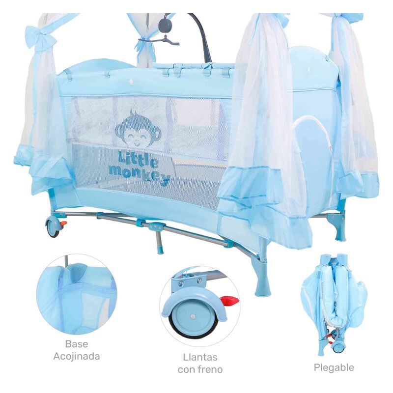 Cuna Corral Bebe Toldo Movil Musical Mosquitero... image number null