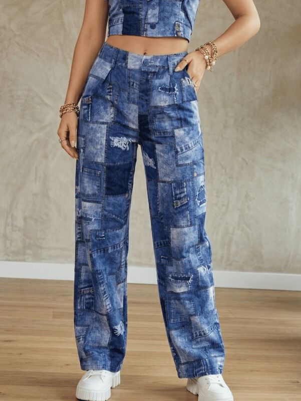 Conjunto De Mujer 2 Piezas Top Y Pantal&oacute;n Conj-... image number null