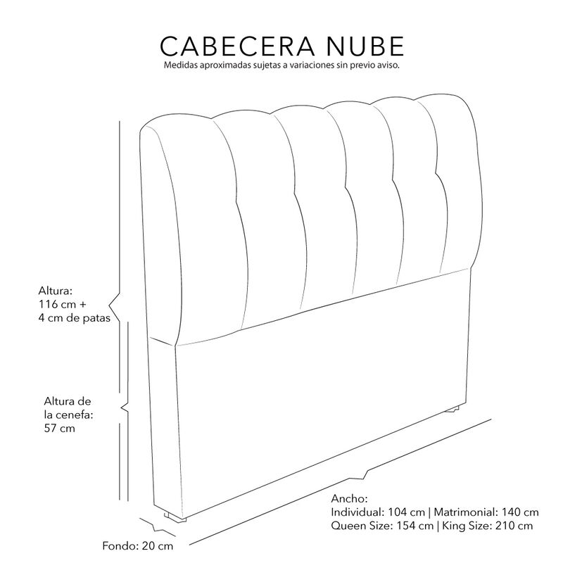 Cabecera Queen Size Dicasa Nube Blanco image number null