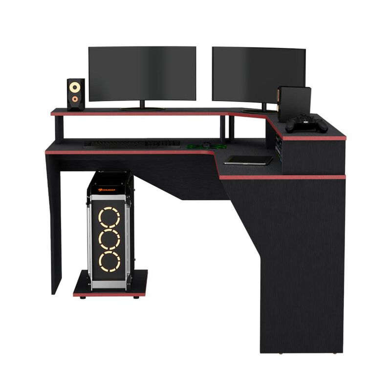 Escritorio Gamer Invictor Wengue Y Rojo Virtual... image number null