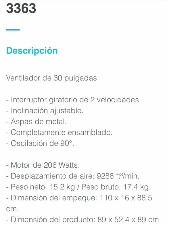 Ventilador Industrial De Pared Mytek 3363 30 Pu... image number null