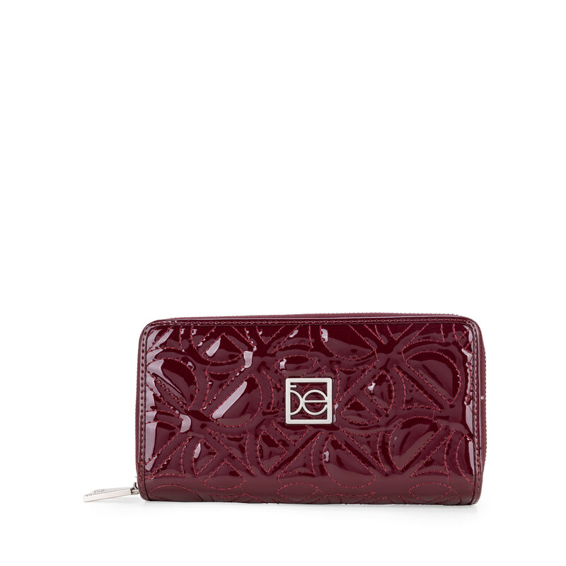 Cartera Grande Cierre Doble Charol Con Bordado ... image number null