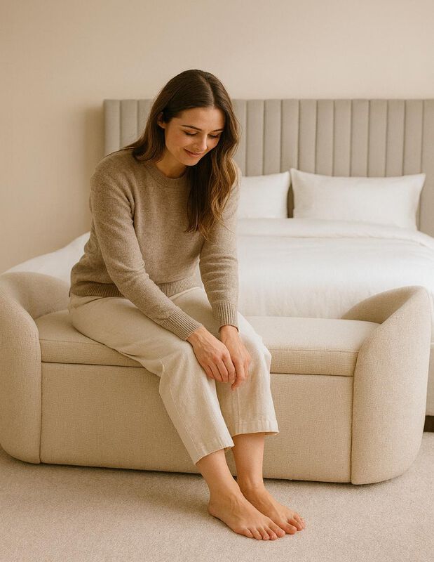 Ba&uacute;l Div&aacute;n de Almacenamiento Daly Beige, Pie de... image number null