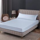 S&aacute;bana Ajustable Homiest Queen Sat&iacute;n Azul Beb&eacute; Con Bolsillo Profundo