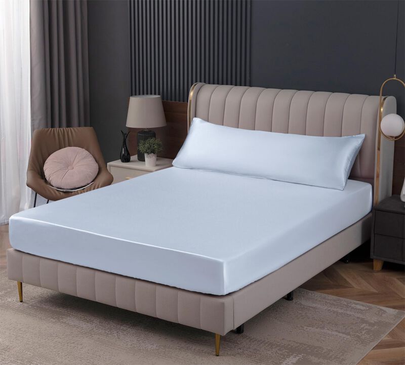 S&aacute;bana Ajustable Homiest Queen Sat&iacute;n Azul Beb&eacute; ... image number null