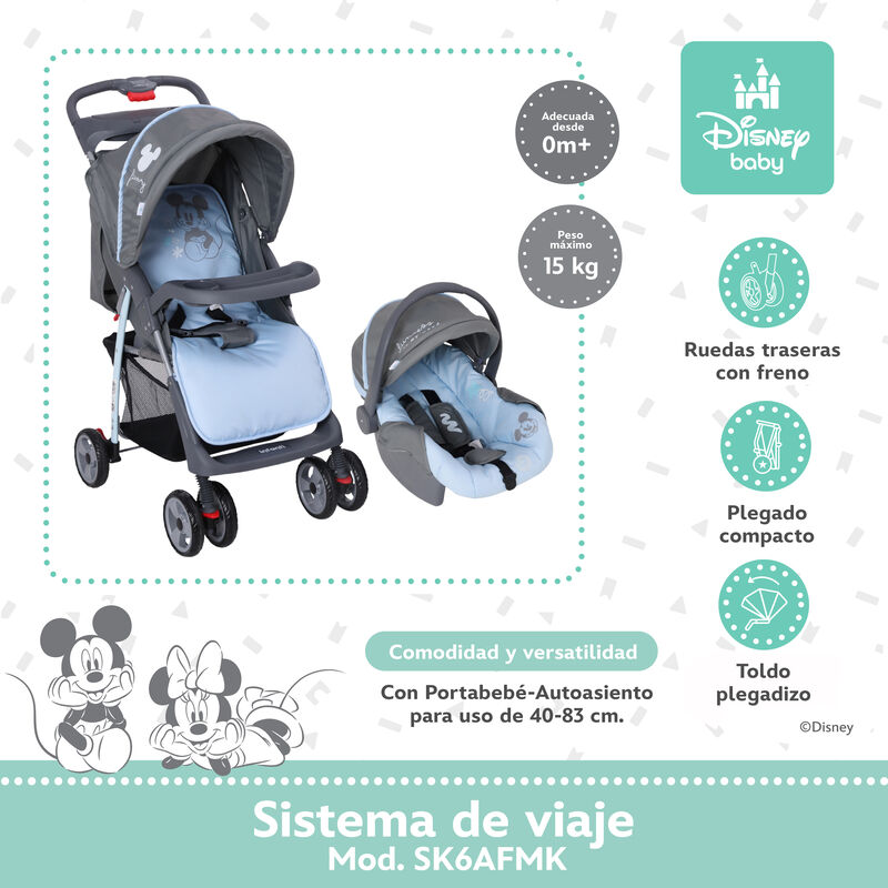 Carriola Para Bebe Disney Mickey Con Portabeb&eacute; ... image number null
