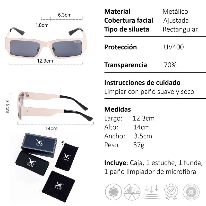 Lentes De Sol Xolek 131 Met&aacute;lico Retro Moda Uv4... image number null