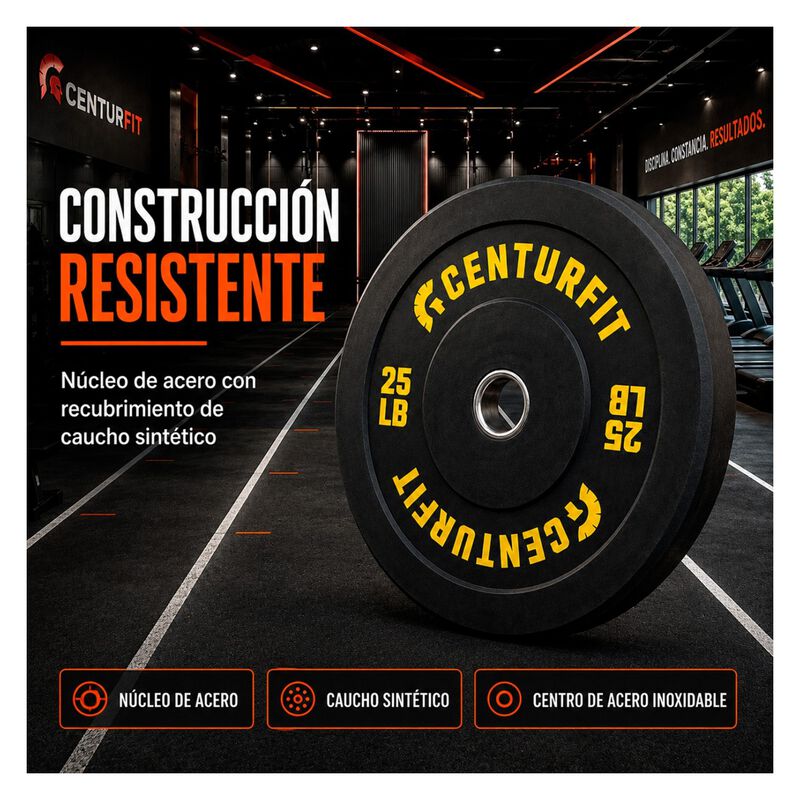 Par Disco Bumper Olimpico 25 Lb Centro Acero Ca... image number null
