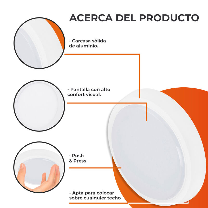 Lampara Led Plafon 10w Techo Ptlled-1010/30 image number null