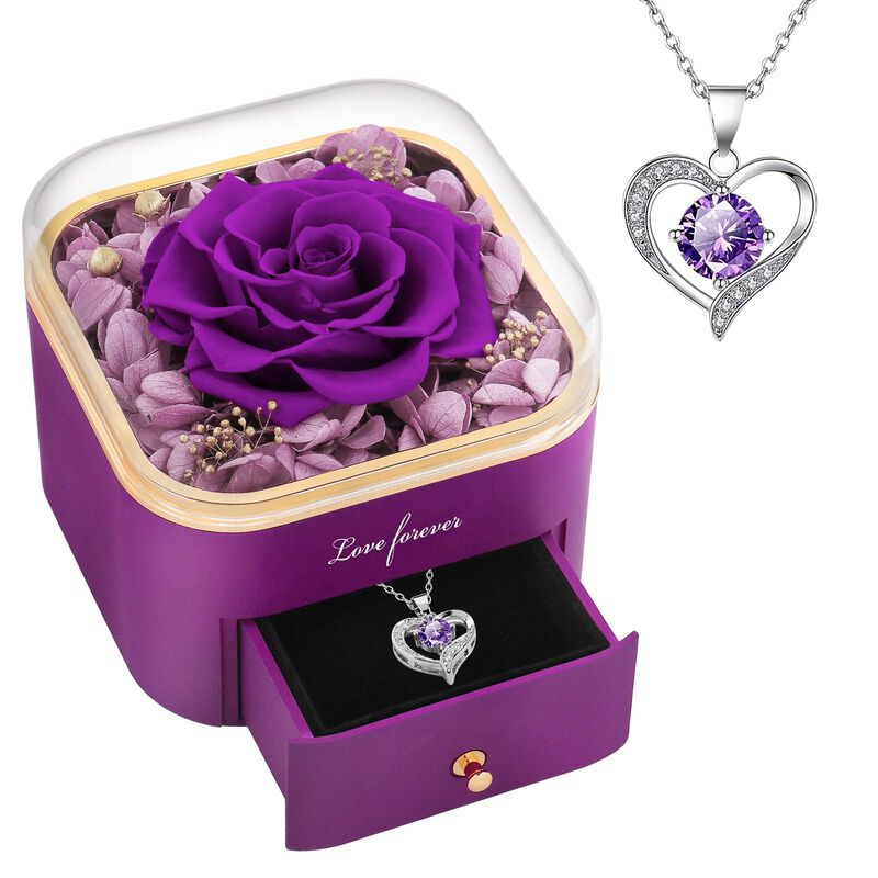 Collar Beferr Con Colgante De Coraz&oacute;n Y Rosa Mo... image number null