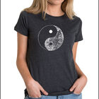 Camiseta Mezcla Premium Word Art Para Mujer - Yin Yang- Negro