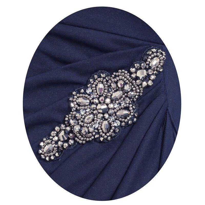 Vestido Alex Evenings 20W Azul Marino con Adorn... image number null