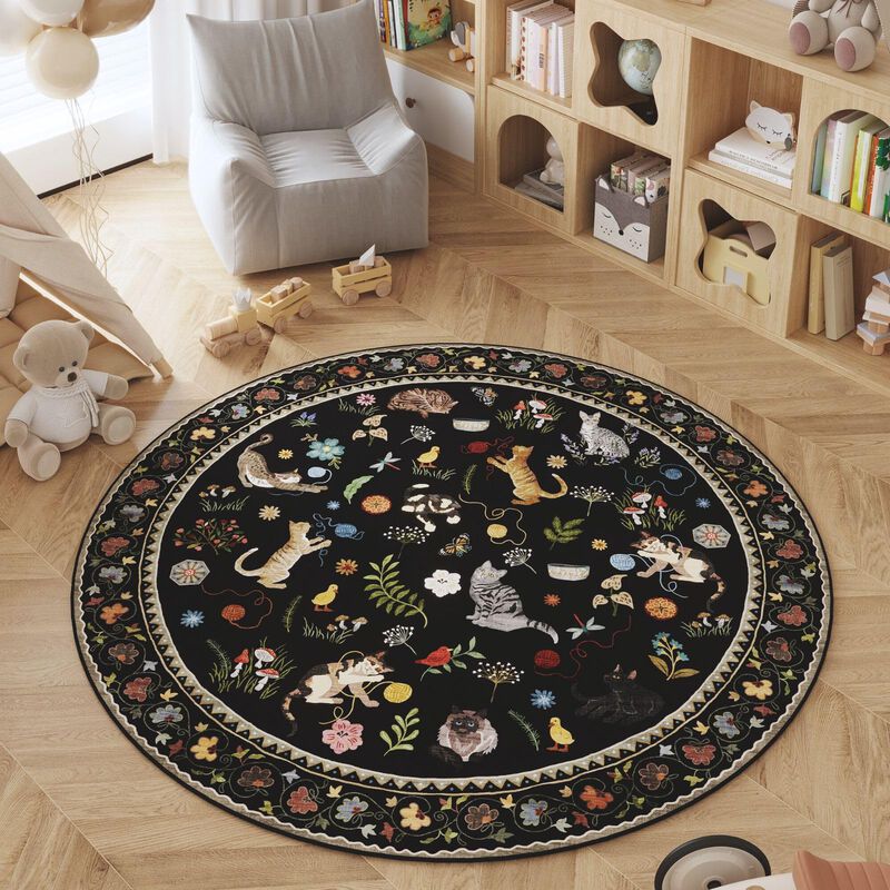 Alfombra Rugcomf Redonda De 122 cm Lavable Y An... image number null