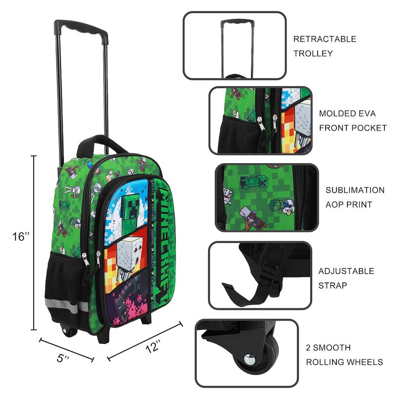 Mochila Rodante Bioworld Minecraft Con Asa Ajus... image number null