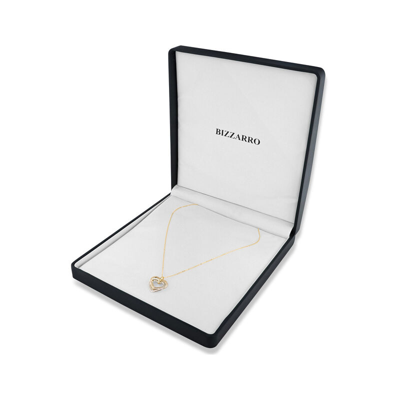 Dije Coraz&oacute;n Bicolor Oro 10k Con Zirconias + Ca... image number null