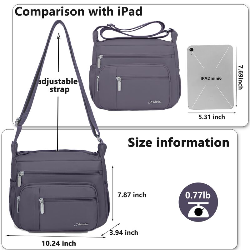 Bolso Wytidian De Nylon Impermeable P&uacute;rpura Med... image number null