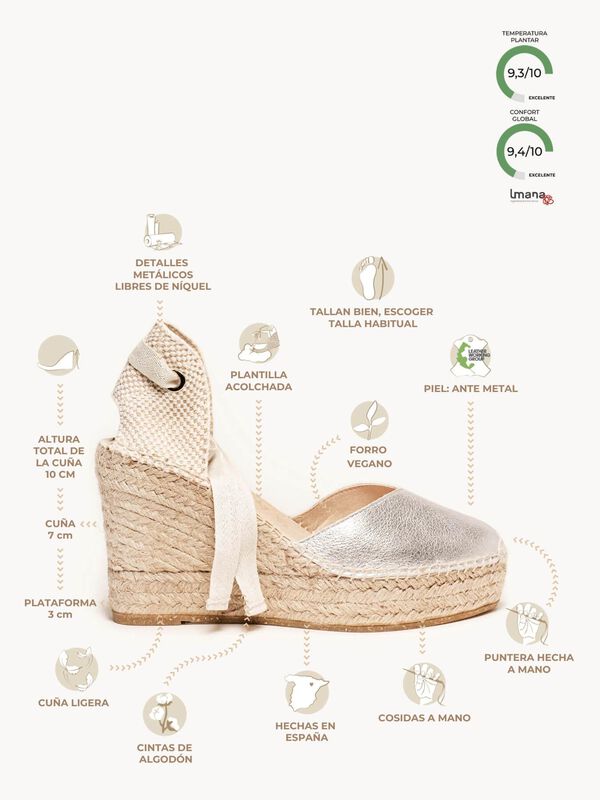 Alpargata de Cu&ntilde;a Alta Romero Metal Plata image number null