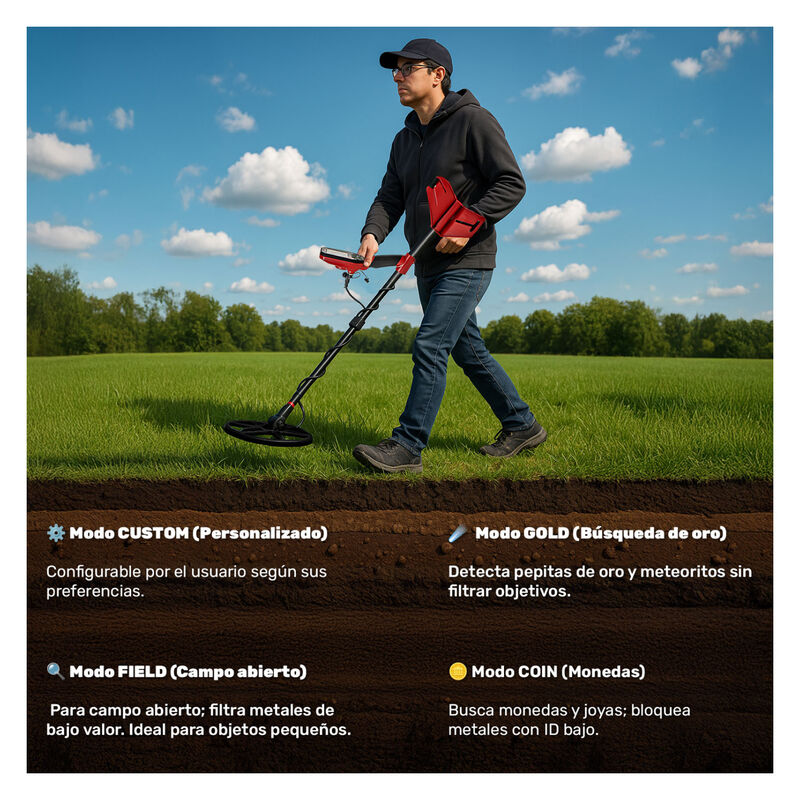 Detector Metales 5m Sumergible 4 Modos Recargab... image number null