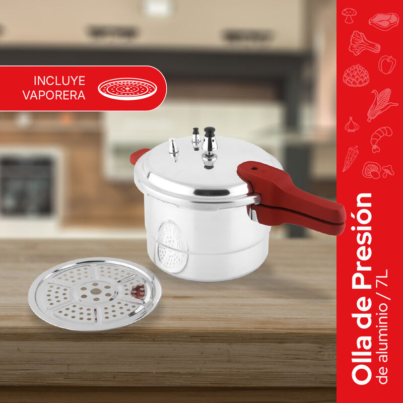 Cookit Olla De Presi&oacute;n Aluminio 7L Con Vaporera... image number null