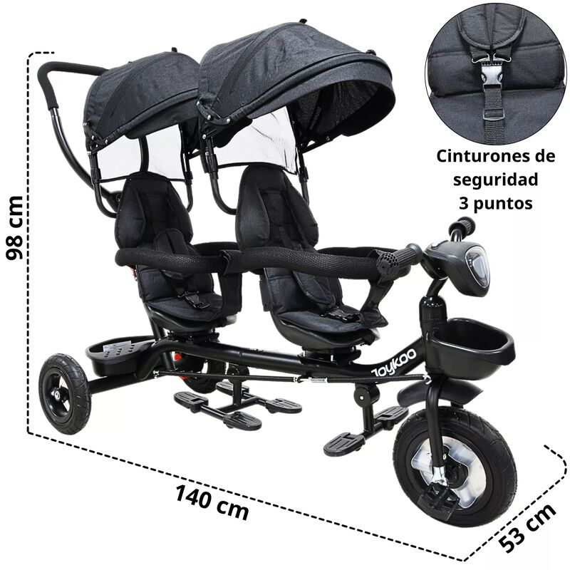 Triciclo Doble Ni&ntilde;os Asiento Giratorio Gemelar ... image number null