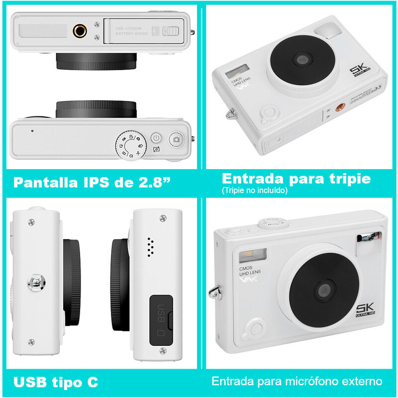 Cámara digital VAK F3L 5k selfiecam aro luz wif... image number null