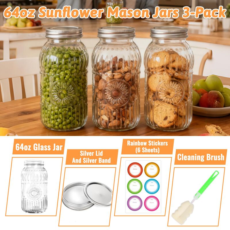 Tarros Mason Mcupper 64 oz Pack de 3 con Dise&ntilde;o... image number null