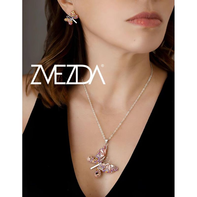 Collar y Aretes de Mujer Plata .925 Mariposa Zv... image number null